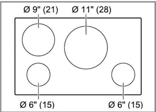 THERMADOR CIT304YB - Distribution of the cooking zones - 1