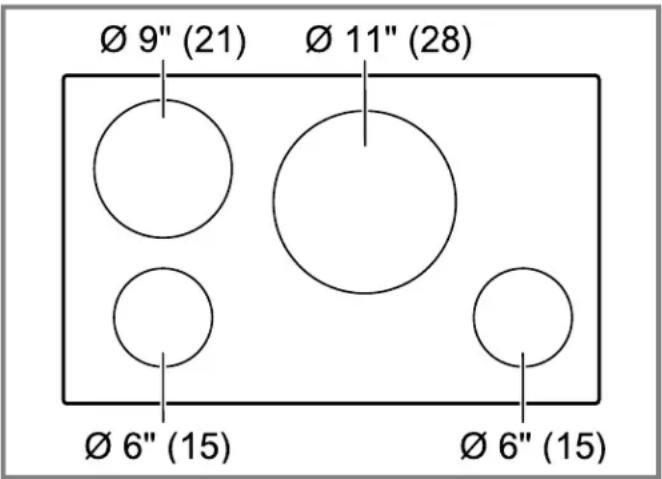 THERMADOR CIT304YB - Distribution des zones de cuisson - 1