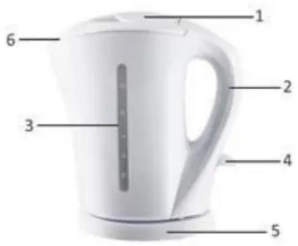 Emerio WK111082 - USAGE DOMESTIQUE UNIQUEMENT DESCRIPTION DES PIECES - 1