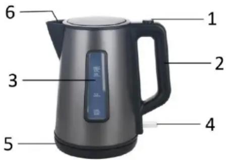 Emerio WK122829 - USAGE DOMESTIQUE UNIQUEMENT DESCRIPTION DES PIÈCES - 1