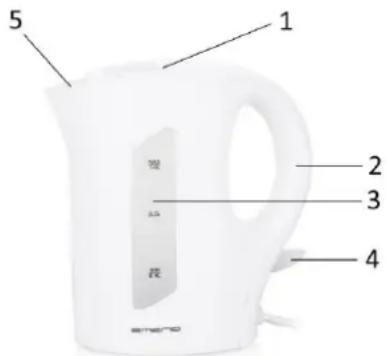 Emerio WK121616 - USAGE DOMESTIQUE UNIQUEMENT: DESCRIPTION DES PIECES - 1