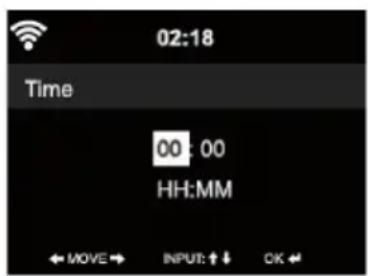 02:18 Time 00:00 HH:MM ←MOVE→ INPUT:↑↓ OK←