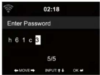 02:18 Enter Password h 6 1 c 3 5/5 ← MOVE → INPUT: ↑ ↓ OK ←