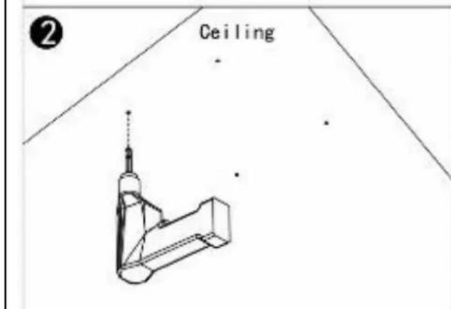 Eurom Mon Soleil 300 ceiling wifi - Kontrollera och se till att det inte finns några ledningar i taket på de ställen där borrhålen markerats ut. - 2