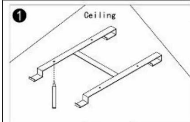 Eurom Mon Soleil 300 ceiling wifi - Kontrollera och se till att det inte finns några ledningar i taket på de ställen där borrhålen markerats ut. - 1