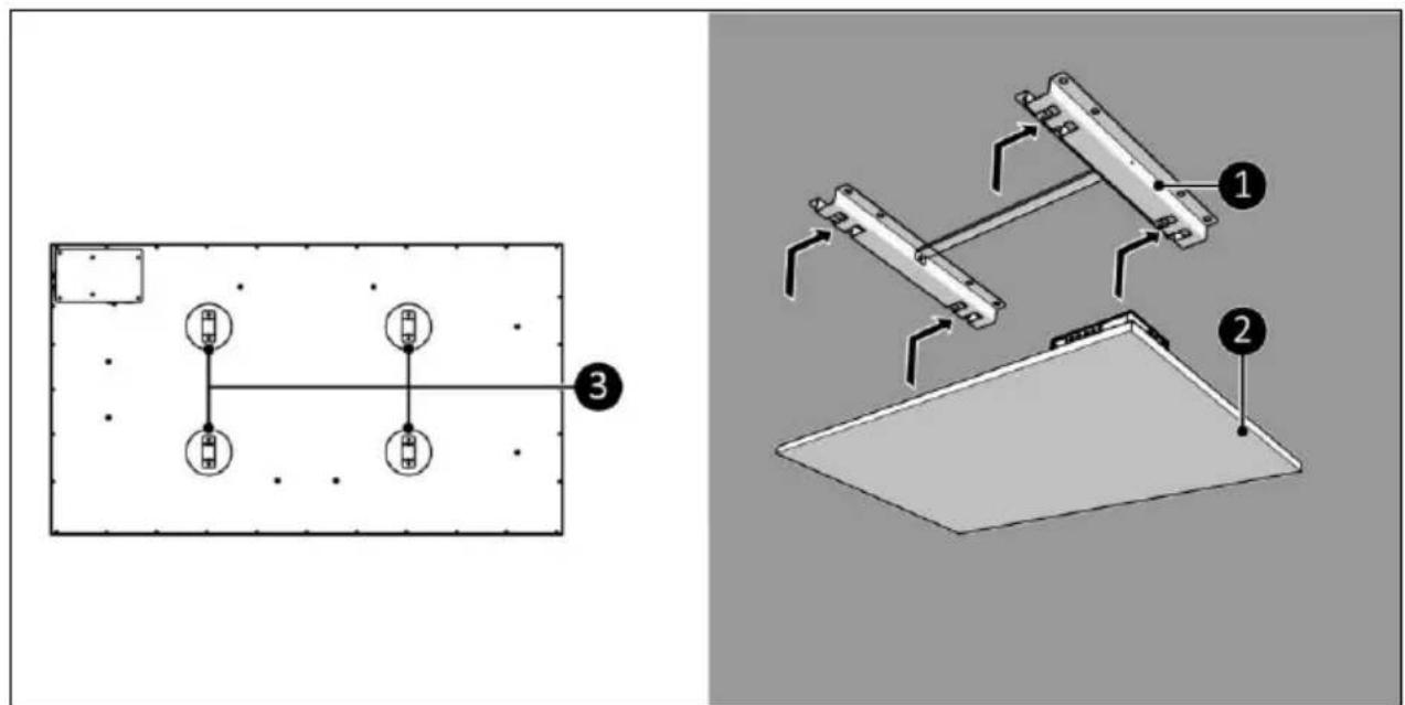 Technical diagram showing a mechanical assembly with labeled components and a schematic view of the assembly itself.