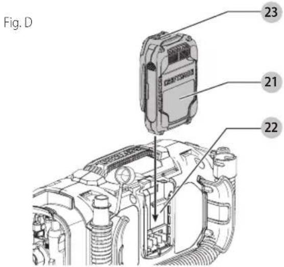 Craftsman CMCE520 - Cómo Instalar y Retirar la Unidad de Bateria (Fig. D) - 1