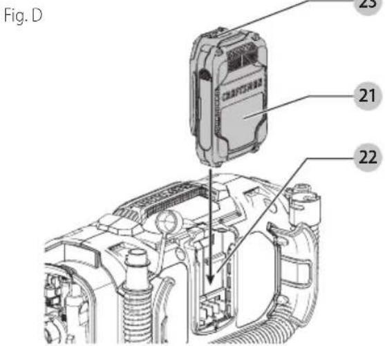 Craftsman CMCE520 - Installing and Removing the Battery Pack (Fig. D) - 1