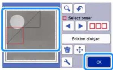 BROTHER ScanNCut SDX1000 - Vérifiez que les motifs à l'écran ne chevauchent pas les découvertes dans le matériel d'arrière-plan, puis appuyez sur la touche « OK » - 1