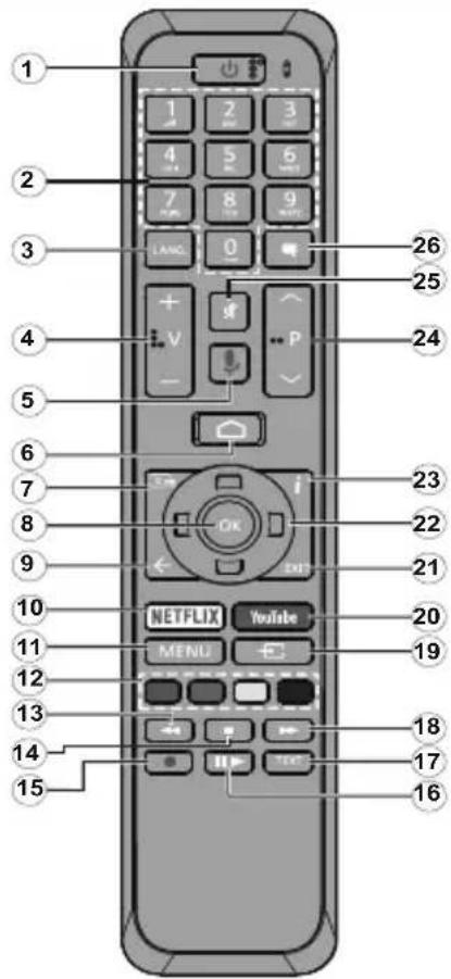 1 2 3 4 5 6 7 8 9 LANG 0 + - V P 26 25 24 23 22 21 20 19 NETFLIX YouTube MENU 18 17 16 15