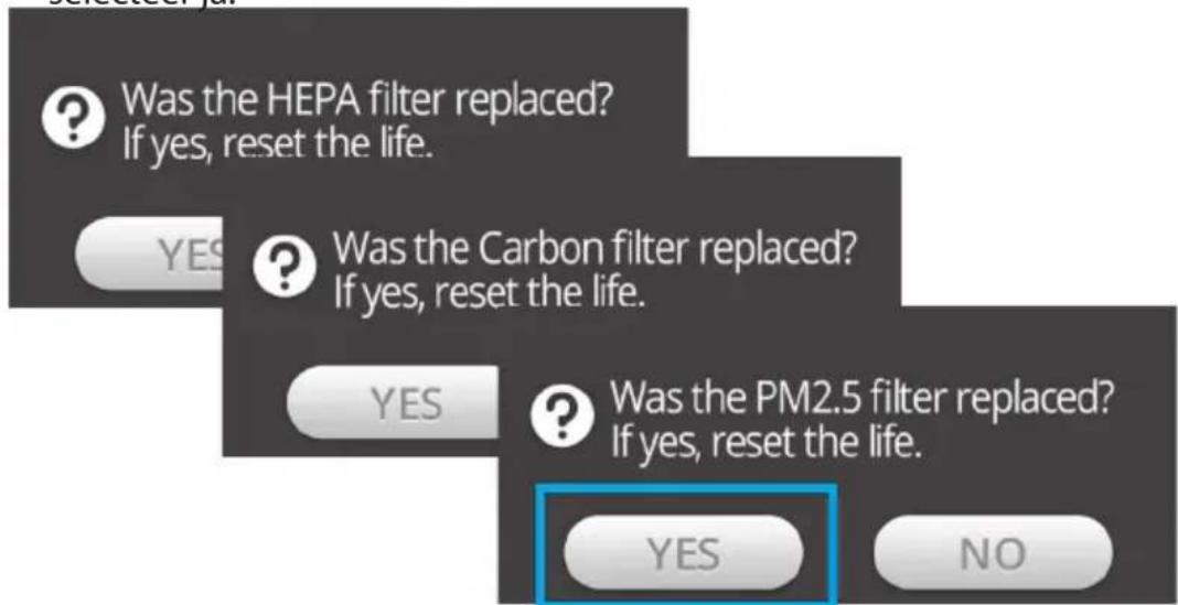 Winix T1 - Filters resetten - 3