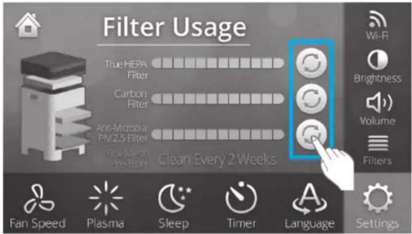 Winix T1 - Reinicio de los filtros - 2