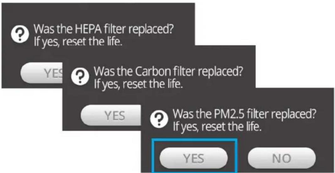 Winix T1 - Resetting the filters - 3