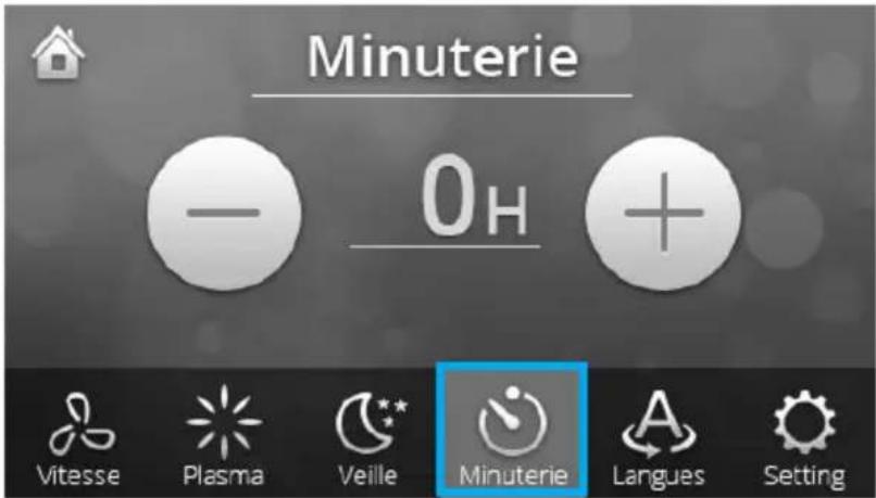 Minuterie - 0H + Vitesse Plasma Veille Minuterie Langues Setting
