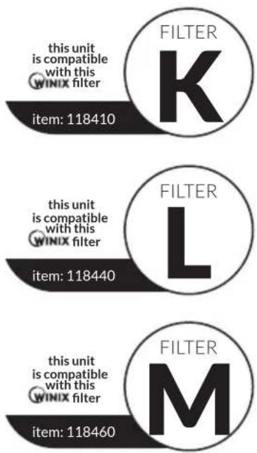 Winix T1 - To purchase replacement Winix filters: - 1