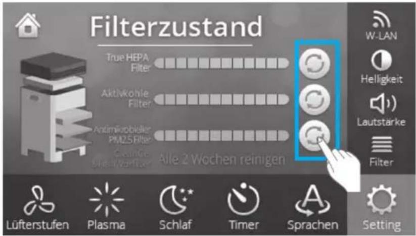Winix T1 - Zurücksetzen der Filter - 2