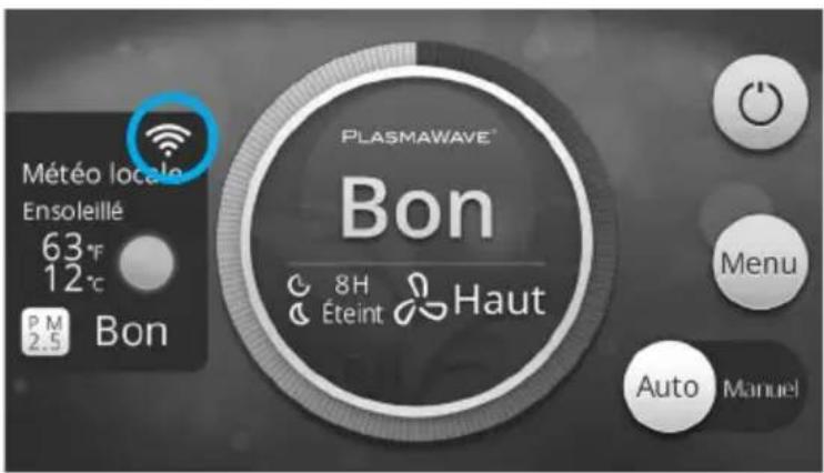 PLASMAWAVE® Bon 63°F 12°C PM 2.5 Bon 8H Éteint Haut Menu Auto Manuel