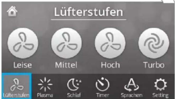 Winix T1 - Manueller Modus (Einstellung der Lüftergeschwindigkeit) - 2