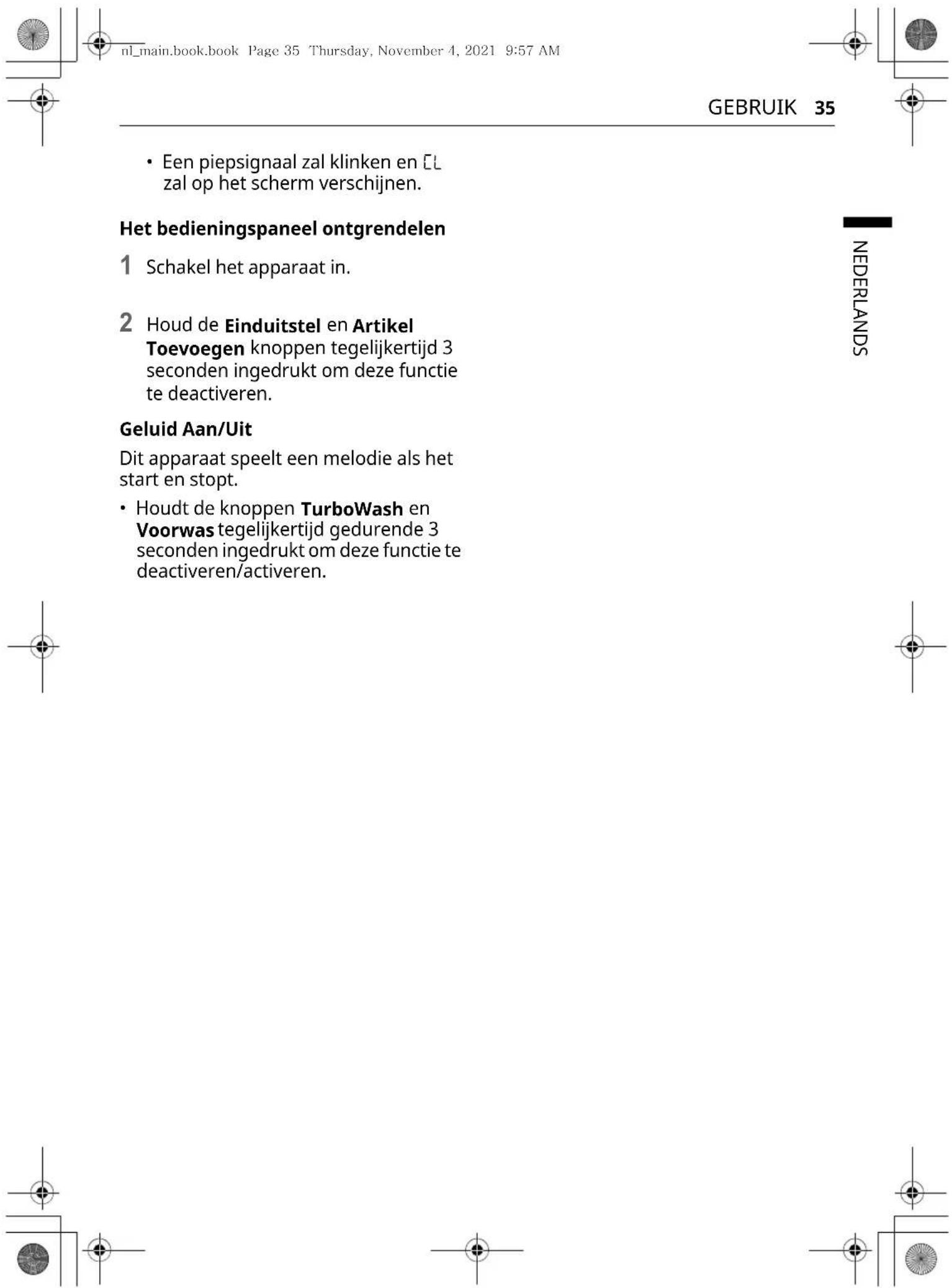 LG F6WV71S2TA - Het bedieningspaneel vergrendelen - 1
