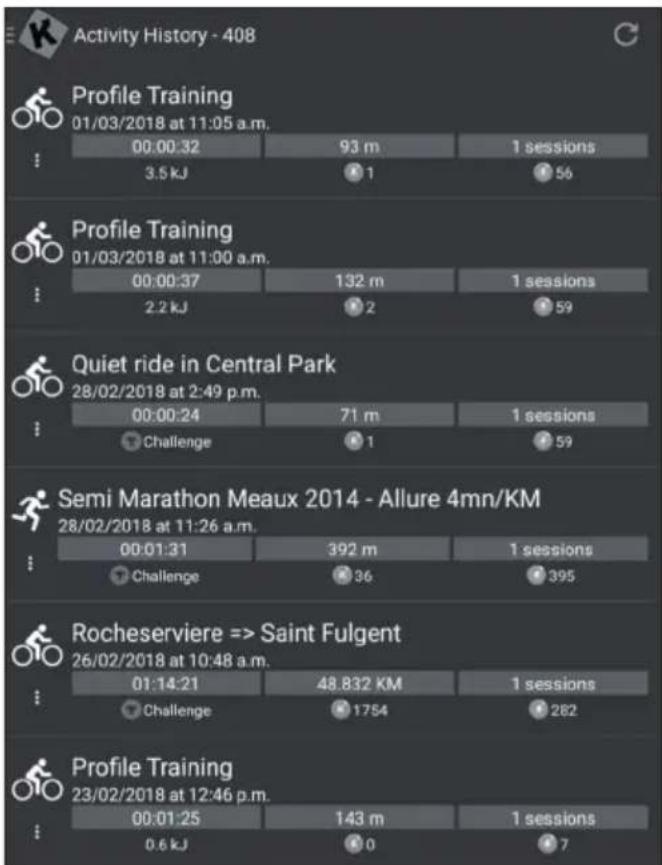 Klarfit Relaxbike 6.0 SE - Historique des exercices - 1