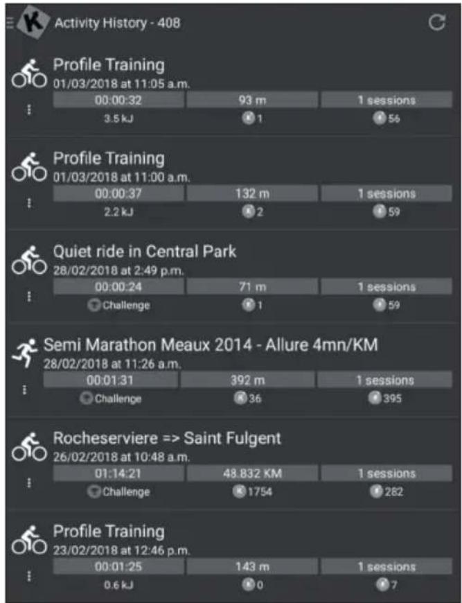 Klarfit Myon Cycle - Historique des exercices - 1