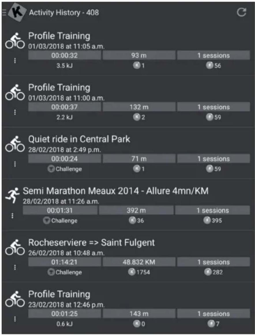 Capital Sports Infinity Track 4.0 - Historique des exercices - 1