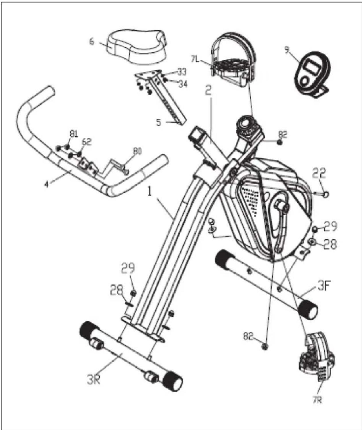 Capital Sports Azura Desk Bike - PIÈCES DÉTACHÉES - 1