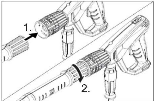Kärcher HD 25154 Cage Plus - Συναρμολόγησι Κου πιστολέτου χειρός, Tου ελαστικόν σωλήνα Ψεκασμόύ και Tου ακροφύσιου - 1