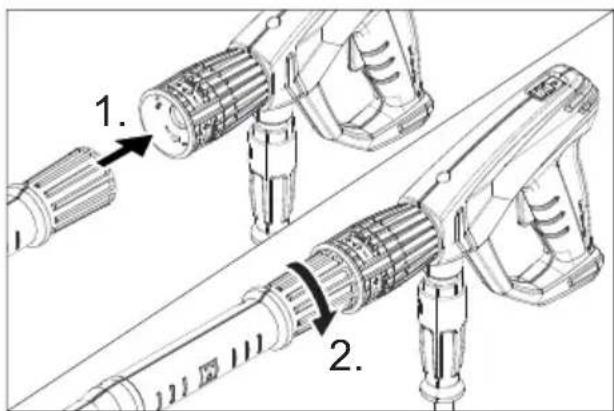 Kärcher HD 10254 SX Plus - Rankinio purškimo pistoletopurškimo antgalio ir purkstukomontavimas - 1