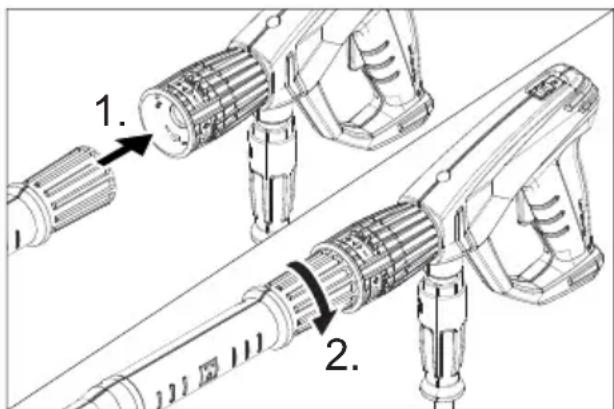 Kärcher HD 10254 SX Plus - Handspuitpistol, straalbuis en sproeier monteren - 1