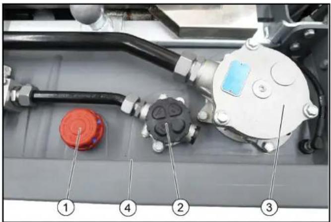 Kärcher MC 250 STAGE V - Contrôler le niveau d'huile hydraulique et faire l'appoint - 1