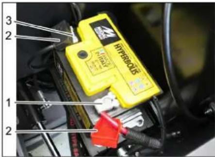 Kärcher KM 120250 R LPG Classic - Installing and connecting the battery - 1