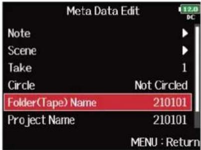 ZOOM F8n Pro - Modification des noms de dossier (bande) - 2