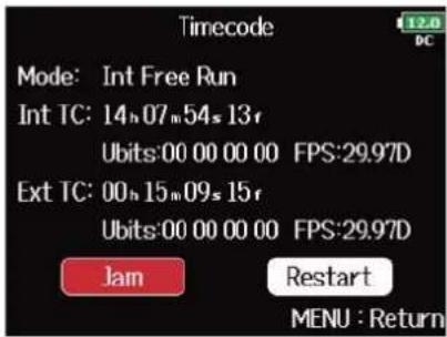 ZOOM F8n Pro - ■ Recalage du timecode interne - 2