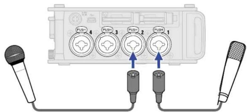 ZOOM F8n Pro - ■ Connexion de micros - 1