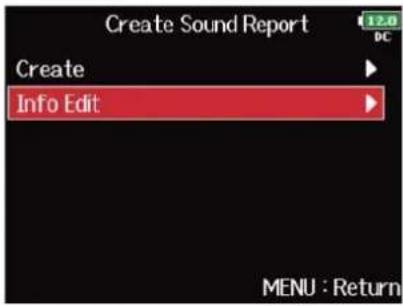 ZOOM F8n Pro - Modification des commentaires du rapport audio - 2