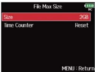 ZOOM F8n Pro - Avec, sélectionnez « Size » (taille), et pressez. - 2