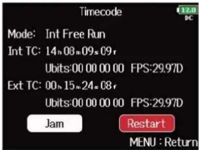 ZOOM F8n Pro - ■ Redémarrage du timecode interne sur une valeur spécifiée - 2