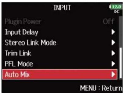 ZOOM F8n Pro - Avec, sélectionnez Auto Mix (mixage automatique), et pressez. - 2