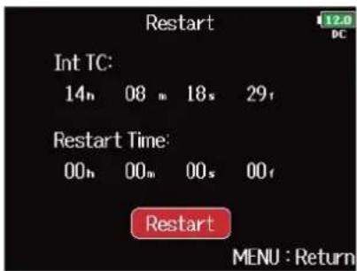 ZOOM F8n Pro - ■ Redémarrage du timecode interne sur une valeur spécifiée - 7