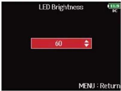 ZOOM F8n Pro - Avec, sélectionnez « LED Brightness » (luminosité des LED), et pressez. - 3