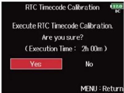ZOOM F8n Pro - Avec ⬤, sélectionnez « RTC Timecode Calibration » (étalonnage du timecode), et pressez ⬤. - 5