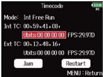 ZOOM F8n Pro - Réglage du mode des bits utilisateur (Ubits) - 2