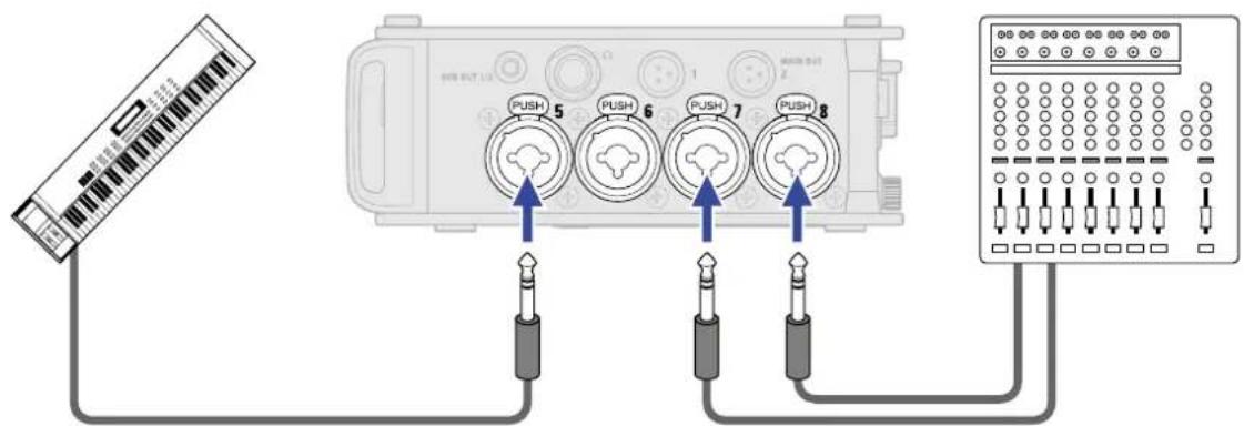 ZOOM F8n Pro - ■ Connexion d'équipements de niveau ligne - 1