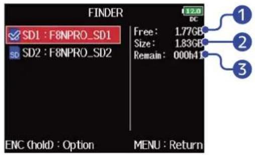 ZOOM F8n Pro - ■ Sélection d'une carte SD - 1
