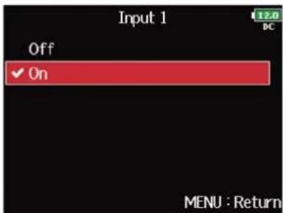 ZOOM F8n Pro - Avec , sélectionnez « On », et pressez . - 2
