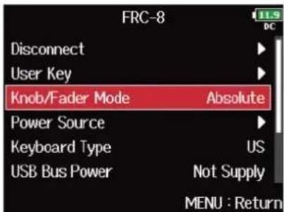 ZOOM F8n Pro - Avec, sélectionnez « Knob/Fader Mode » (mode de bouton/fader), et pressez. - 2