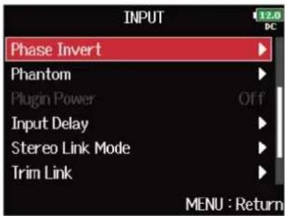 ZOOM F8n Pro - Avec , sélectionnez « Phase Invert » (inversion de phase), et pressez . - 2