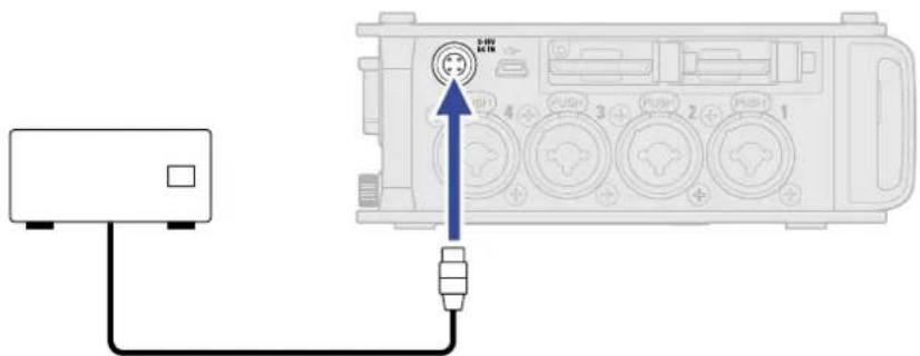 ZOOM F8n Pro - Emploi d'une alimentation CC externe - 1