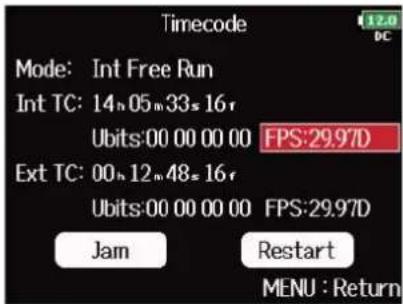 ZOOM F8n Pro - ■Réglage de la fréquence d'image pour le timecode interne - 1